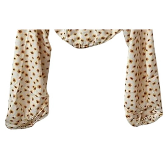 WeWoreWhat Ditsy Daisy Flower Billow LongSleeve Crop Open Back Top L Yellow - Picture 4 of 15